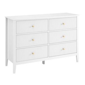 Issey Modern Wooden Fluted Chest Of 6-Drawers Dresser Storage Cabinet White