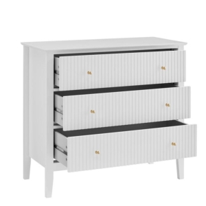 Issey Modern Wooden Fluted Chest of 3-Drawers Tallboy Storage Cabinet White