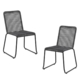 Set Of 2 Clara Stylish Rope Woven Outdoor Dining Chair Metal Frame - Charcoal