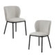 Set Of 2 Carmen Modern Boucle Fabric Kitchen Dining Chair Metal Legs - White