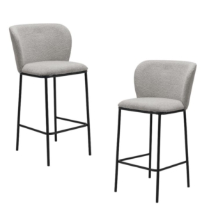 Set Of 2 Paolo Modern Boucle Fabric Kitchen Counter Bar Stool - Latte