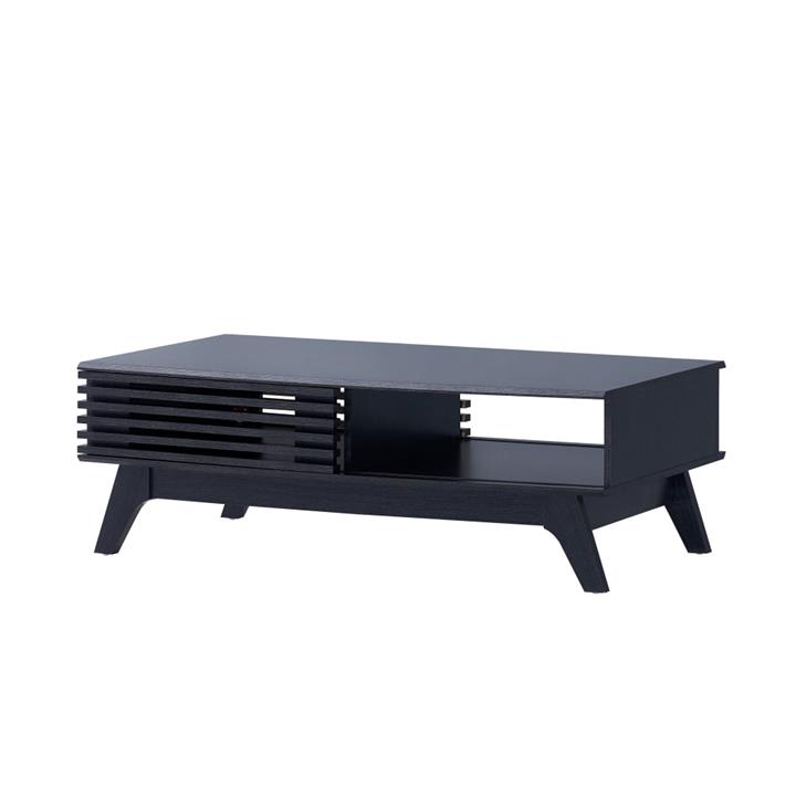 Camille Rectangular Open Shelf Coffee Table 2-Doors Black