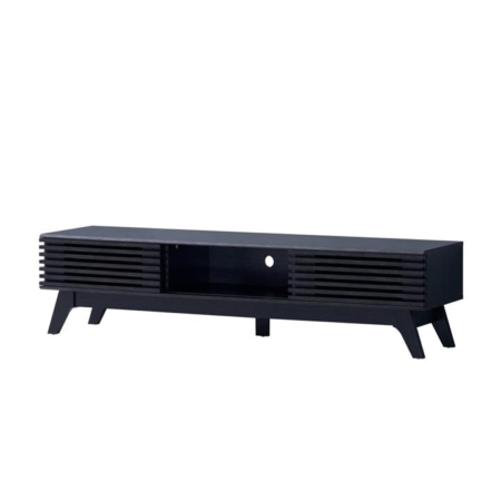 Camille Wooden Lowline Entertainment Unit TV Stand 180cm 2-Doors Black