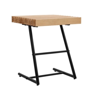 Eliza Wood Top End Lamp Side Table Slat Oak/Black