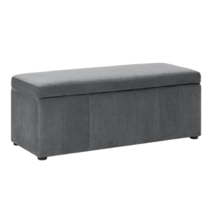 Lumine Velvet Fabric Sofa Bench Storage Ottoman Foot Rest Stool Light Grey