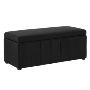 Lumine Velvet Fabric Sofa Bench Storage Ottoman Foot Rest Stool Black