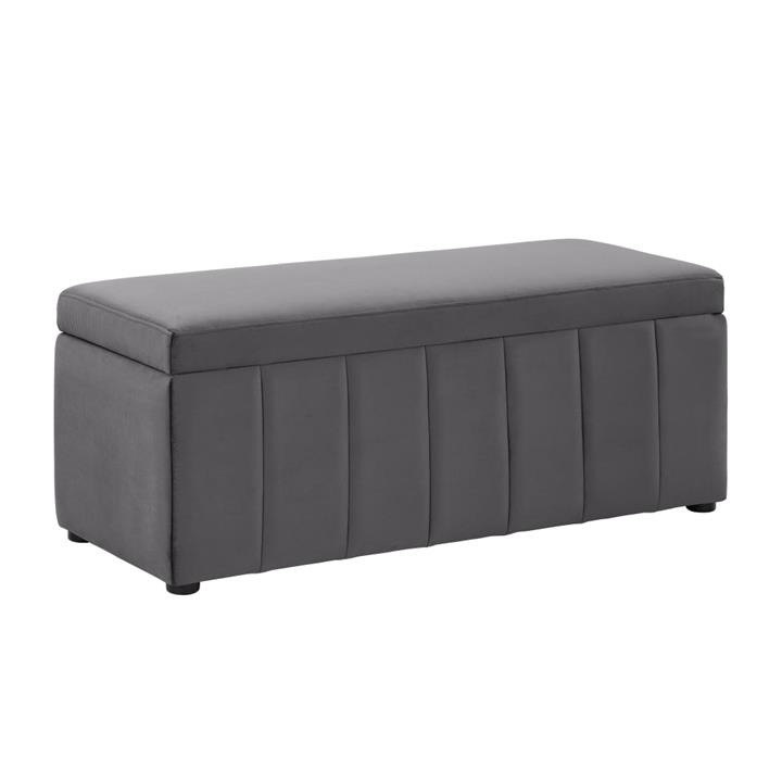 Lumine Velvet Fabric Sofa Bench Storage Ottoman Foot Rest Stool Dark Grey