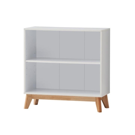 Minere 2-Tier Woodne Low Bookcase Display Shelf Cabinet White/Oak