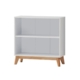 Minere 2-Tier Woodne Low Bookcase Display Shelf Cabinet White/Oak