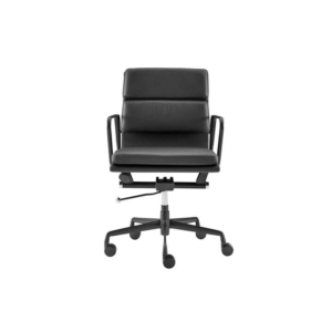 Eames Group Aluminium Padded Low Back Office Chair Replica - Black/Black