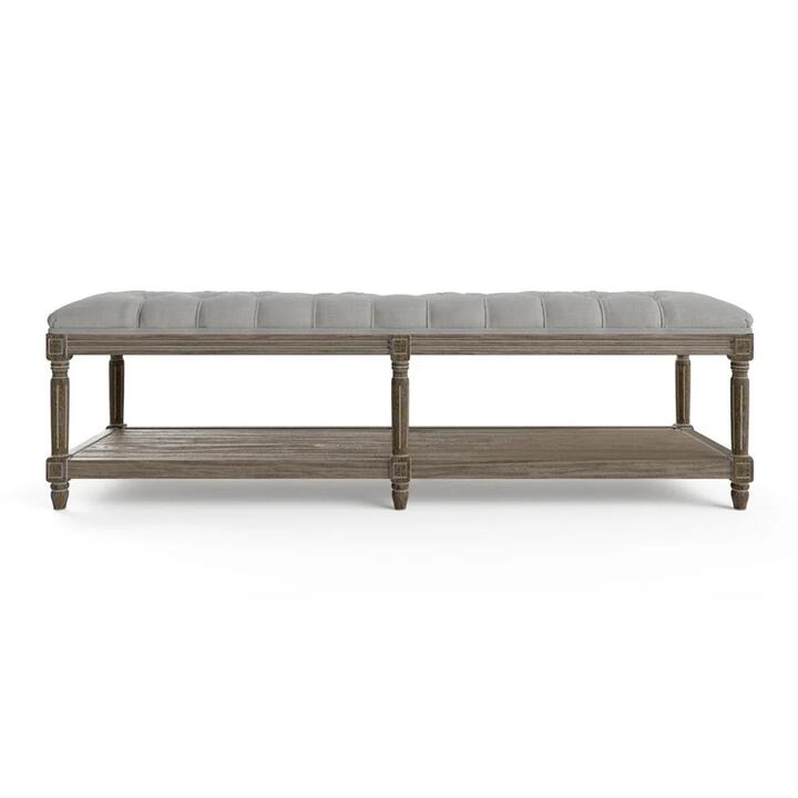 Petite Fleur Foot Stool Ottoman Bench Cloud Grey