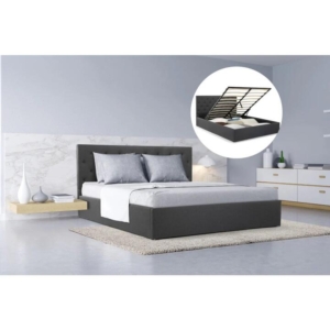 Newport Gas Lift  Storage Bed Frame  Queen Size Charcoal - Queen