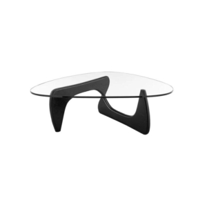 Noguchi Coffee Table Replica Glass Top Wooden Base Black - Black