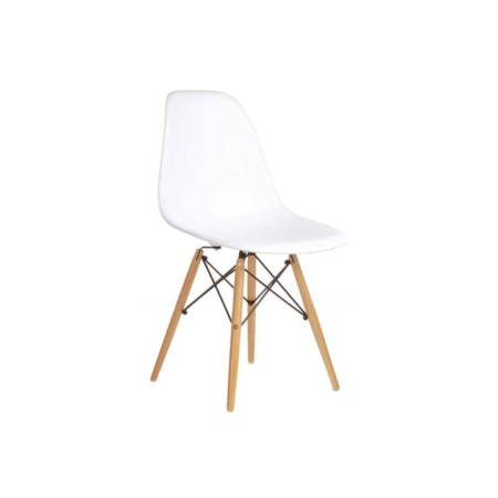 Set of 2 Eames Replica Premium DSW Kitchen Dining Chair - White Beech Wood