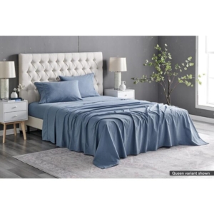 Sydney Stonewash Cotton Bed Sheet Set Citadel Blue - Double