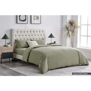 Sydney Stonewash Quilt Cover Set Oil Green - King