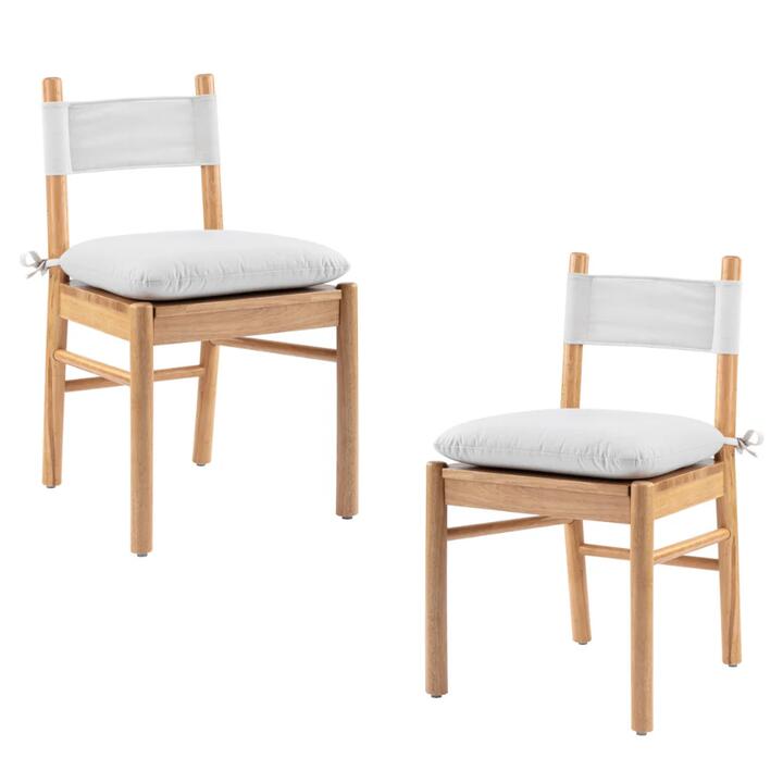 Set Of 2 Casey Wooden Kitchen Dining Chair W/ Cushion White/Oak