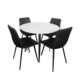 5Pcs Dining Set Round Table White W/ 4 Molly Faux Leather Dining Chair Black