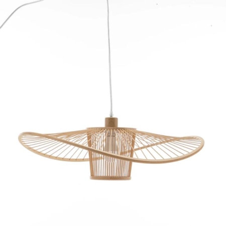 Natural Hand-Woven Bamboo Wide Brim Hanging Pendant Lamp Light