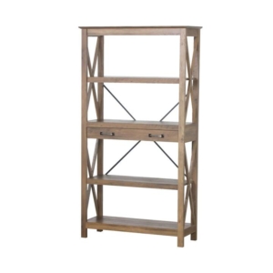 Luca 4-Tier Shelves Display Bookcase W/ Drawer Storage Rustic Oak