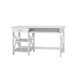 Nazma Home Office Computer Writing Working Desk 1.4m W/ Open Shelves & 1-Drawer White