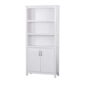 Nazma 5-Tier 2-Door Display Shelves Bookcase Storage Cabinet White