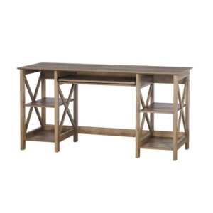 Suzy Home Office Computer Writing Working Desk W/ Open Shelves Rustic Oak