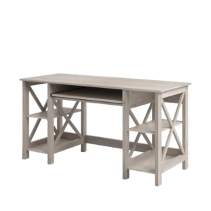 Suzy Home Office Computer Writing Working Desk W/ Open Shelves Washed Grey