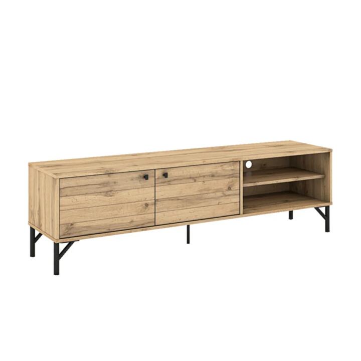 Akmo Lowline TV Stand Entertainment Unit 160cm W/ 2-Doors Wotan Oak