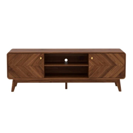 Somi Lowline TV Stand Entertainment Unit 160cm W/ 2-Doors Walnut