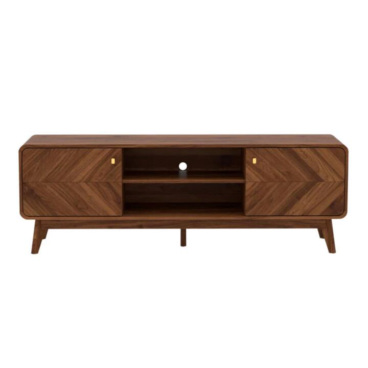 Somi Lowline TV Stand Entertainment Unit 160cm W/ 2-Doors Walnut