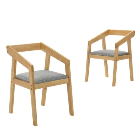 Set Of 2 Nico Fabric Kitchen Dining Chair Armchair Wooden Frame Natural