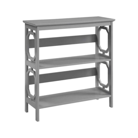 Elka 3-Tier Wooden Low Display Shelf Unit Bookcase Grey