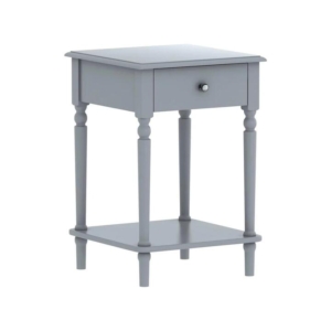 Taylor Wooden Open Shelf End Lamp Side Table W/ 1-Drawer Grey