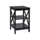 Lortelle Wooden End Lamp Side Table 2-Open Shelves Black