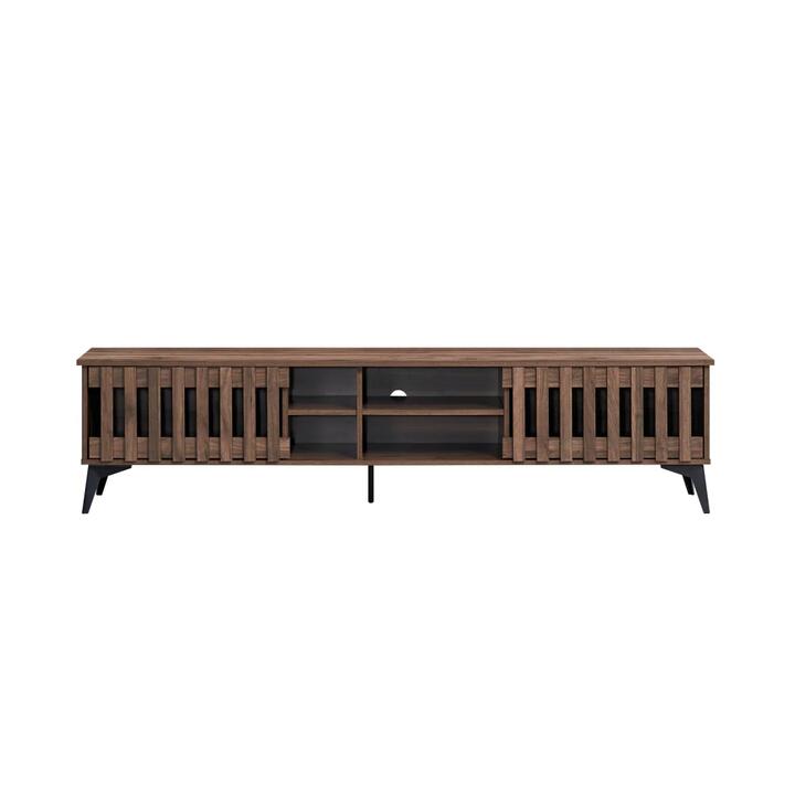 Aidan Wooden Lowline Entertainment Unit TV Stand 180cm 2-Doors Walnut