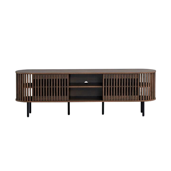 Izar Lowline Wooden TV Stand Entertainment Unit 180cm 2-Doors Slat Walnut