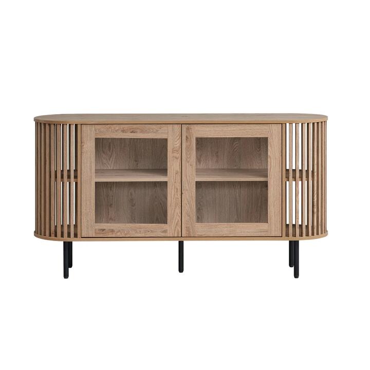 Izar Wooden Sideboard Buffet Unit Storage Cabinet 2-Doors Slat Oak