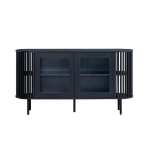 Izar Wooden Sideboard Buffet Unit Storage Cabinet 2-Doors Slat Black