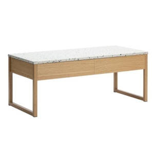 Gloria Rectangular Coffee Table Terrazco Effect Top 2-Drawers Oak