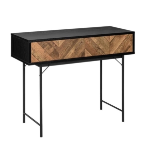 Magnus Hall Console Hallway Table 2-Drawers Walnut/Black