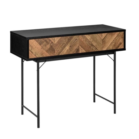 Magnus Hall Console Hallway Table 2-Drawers Walnut/Black