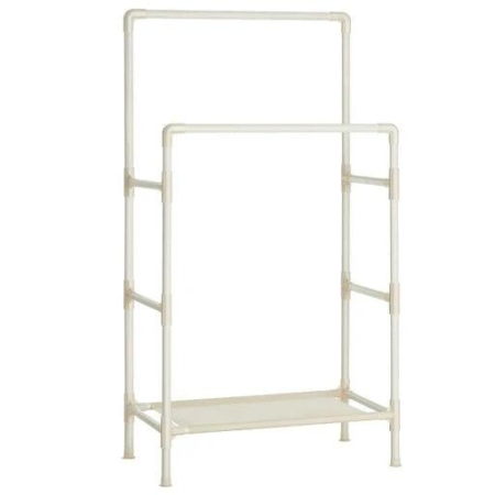 Songmics Metal Coat Rack with 2 Clothes Rails and Shelf - White