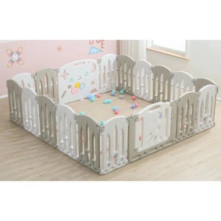 Gominimo Foldable Baby Playpen with 16 Panels - White Grey