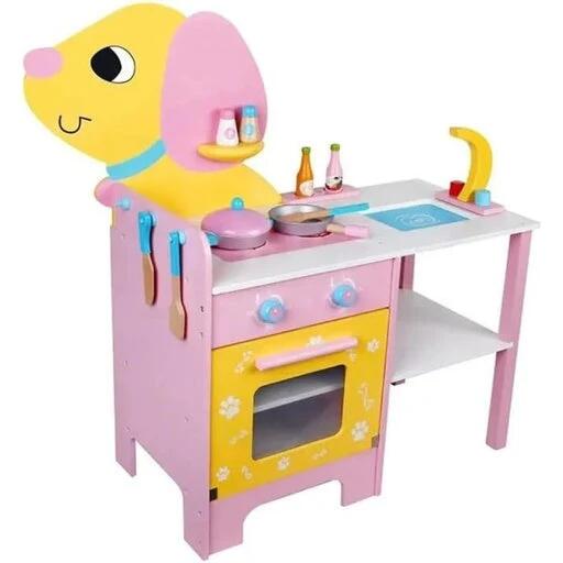 Ekkio Wooden Toy Kitchen Playset for Kids Puppy Shape Kitchen Set