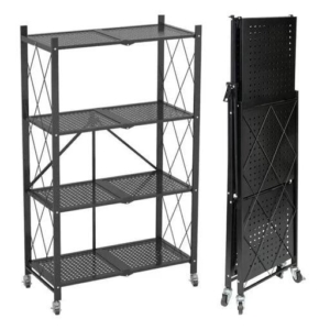 Ekkio 4-Tier Foldable Storage Metal Shelf - Black