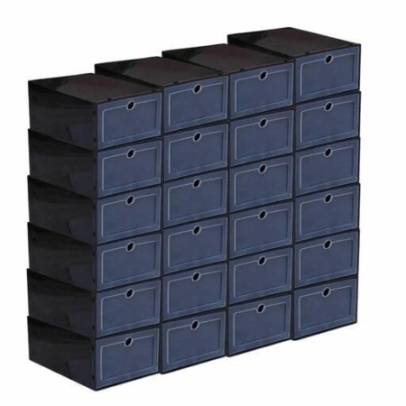 Gominimo Stackable Plastic Shoe Box 24pcs - Black