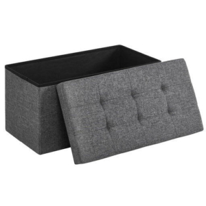 Songmics Folding Storage Ottoman Bench Foot Rest Stool 76cm - Dark Gray