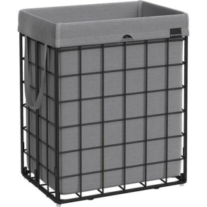 Songmics Laundry Hamper 90L Metal Wire Frame - Black and Gray