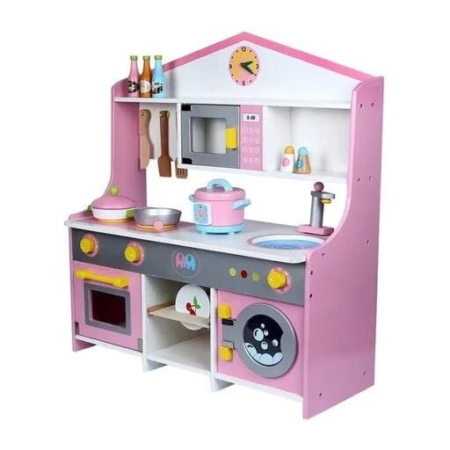 Ekkio Wooden Toy Kitchen Playset for Kids Japanese Style Kitchen Set Violet